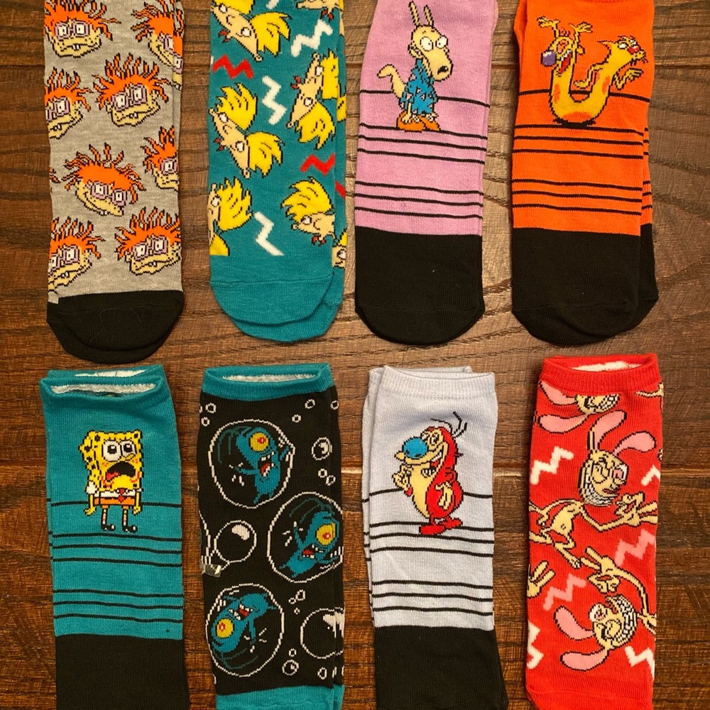 Sponge Bob Square Pants Socks, Ren & Stimpy, Cat Dog Rugrats Hey Arnold Socks